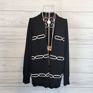 Love Scarlett open front cardigan - black & white Women's Size L